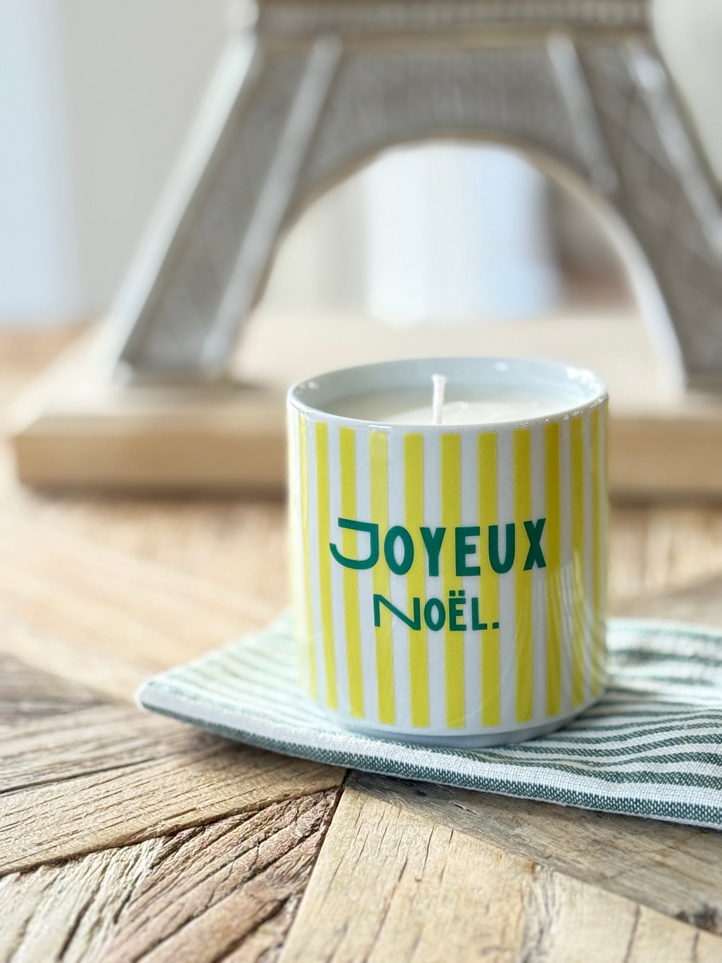 DUFTKERZE JOYEUX NOËL. Jaune/Vert 250 Gramm