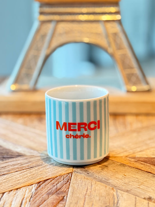 MERCI CHÉRIE. Turquoise/Orange